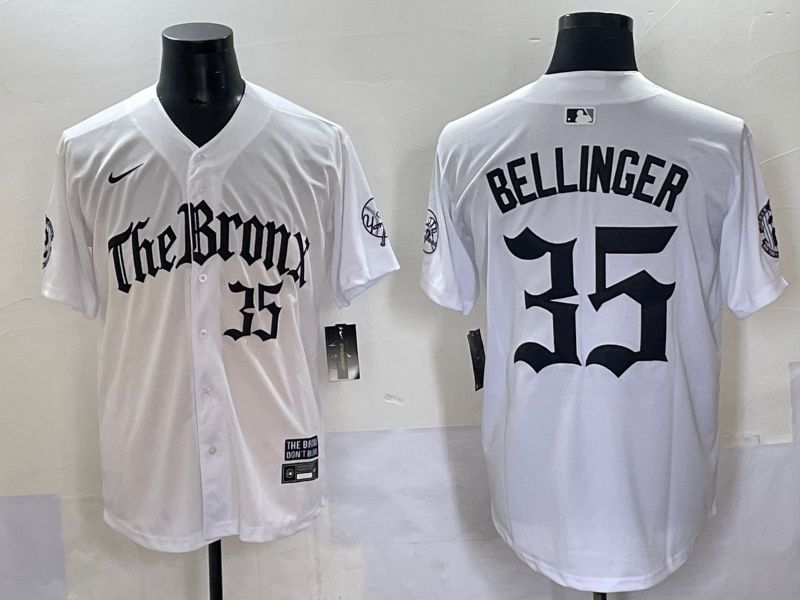 Men 2025 New York Yankees 35 Bellinger White Five generations Joint Name Nike MLB Jersey style 4